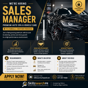 SALES MANAGER – PREMIUM AUTO CARE & VEHICLE DETAILING